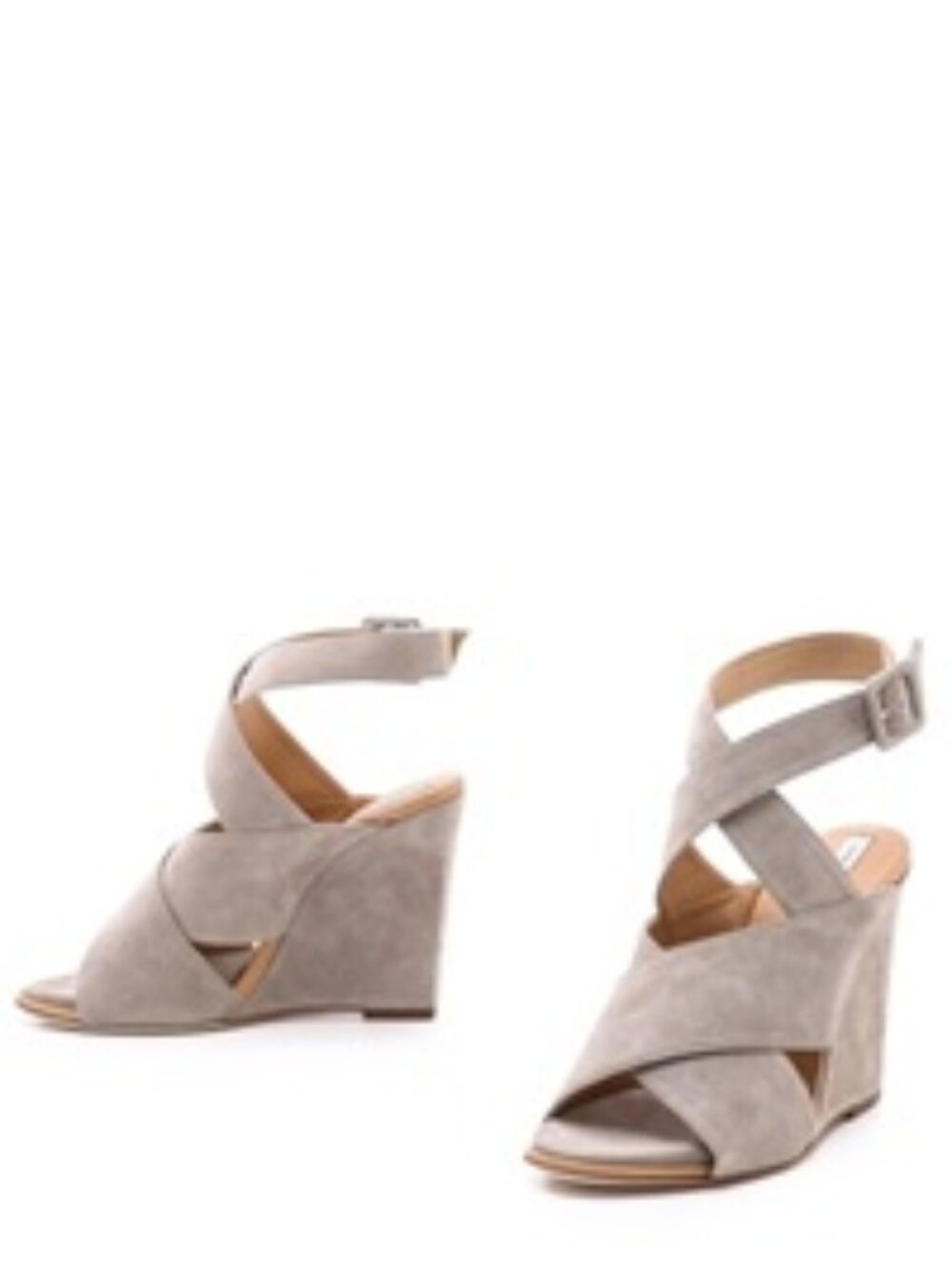Diane von Furstenberg gray suede wedge strappy sandals, 9